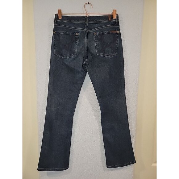 7 For All Mankind Womens Mia Slim Boot Jean Wm Sz 28 Blue Distressed+Stretch L30 - Picture 4 of 6